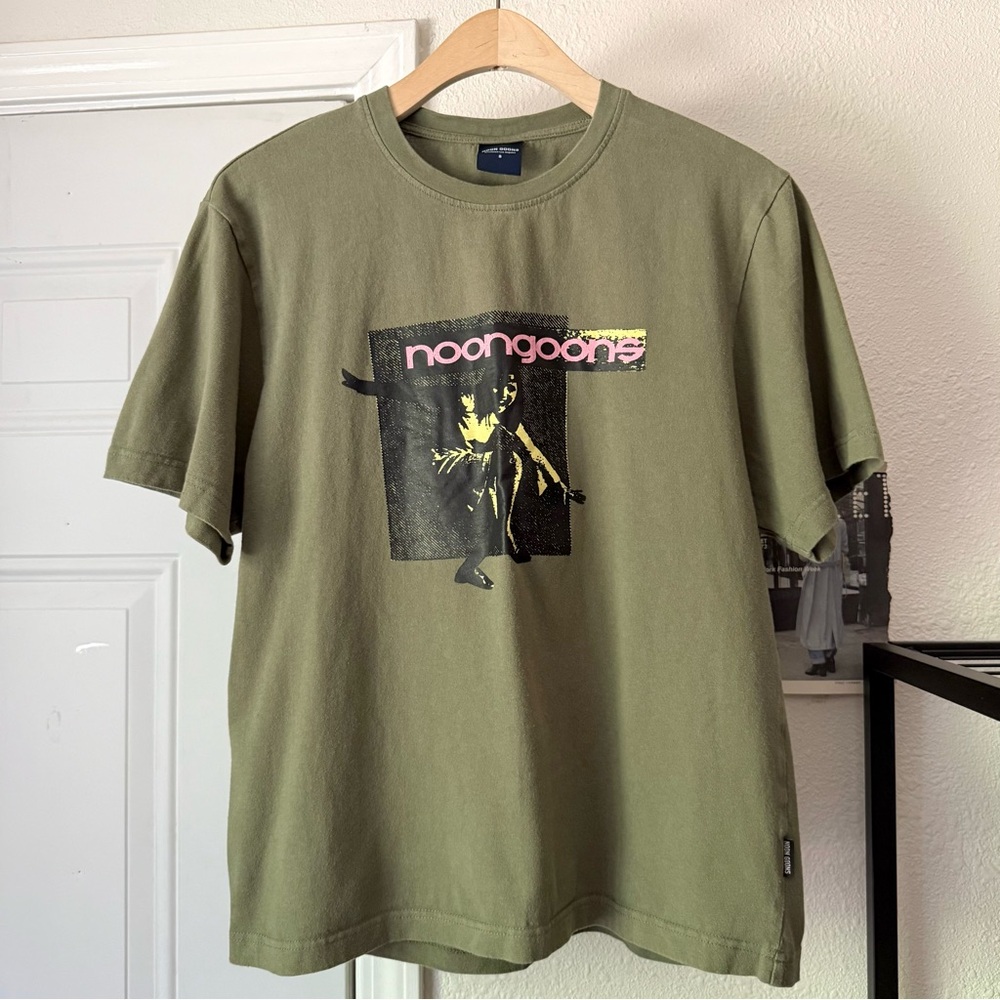 NOON GOONS olive army green cotton graphic boxy cropped short sleeve tee t-shirt